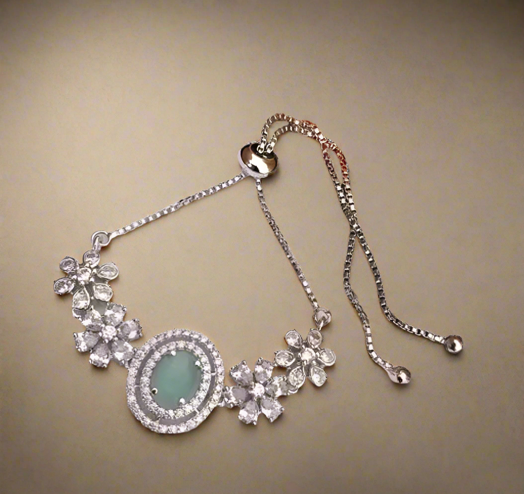 Elegant Floral Crystal Bracelet for Women – Adjustable Luxury Design