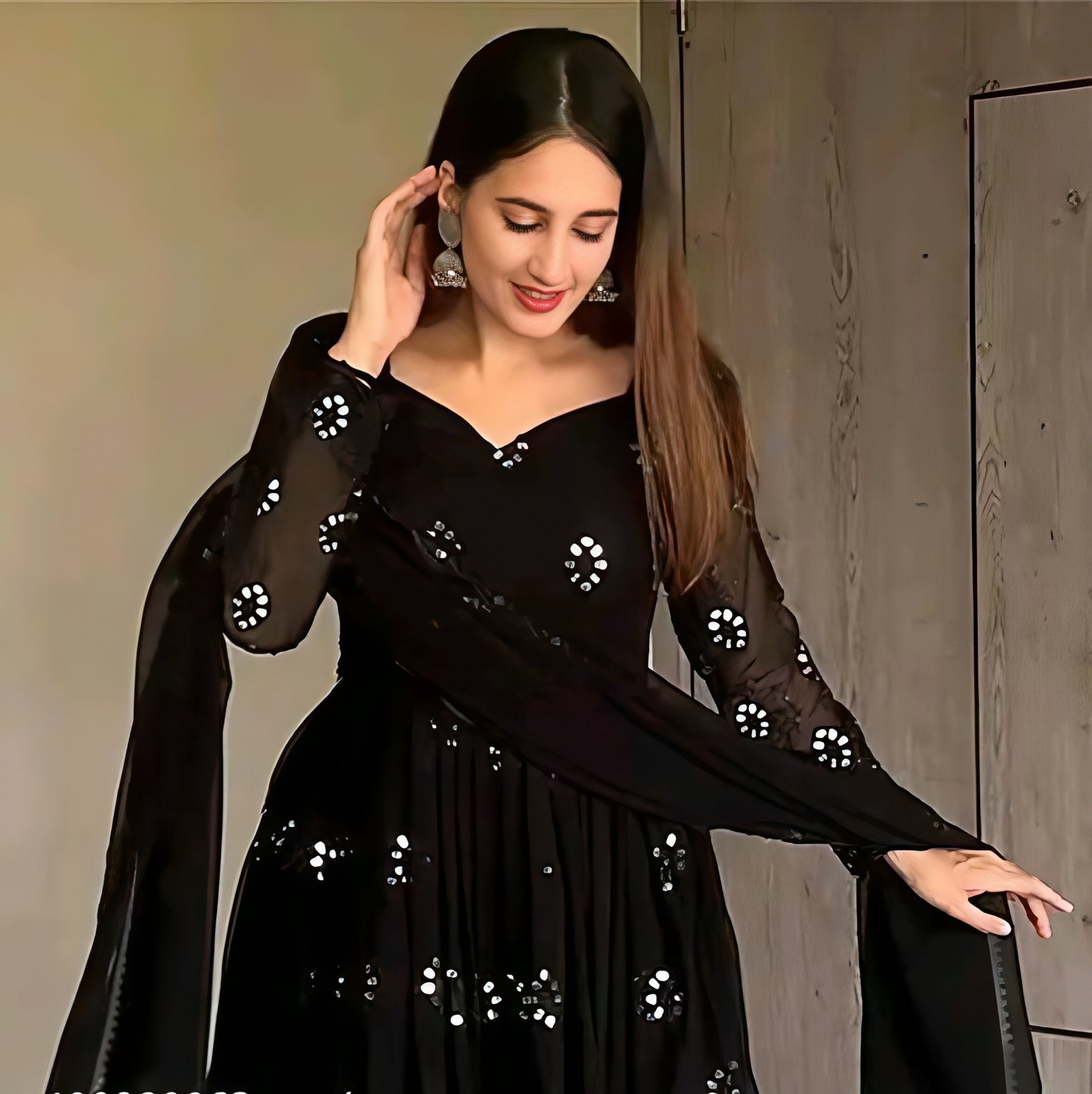 Shaheen-e-Noor Georgette Black Anarkali Gown Set