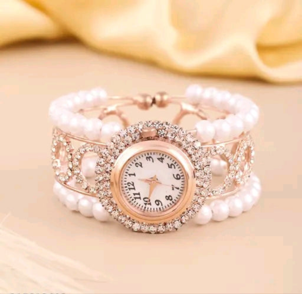 Rose Gold Luxury Designer Bracelet Watch – Elegant Stone-Studded Style