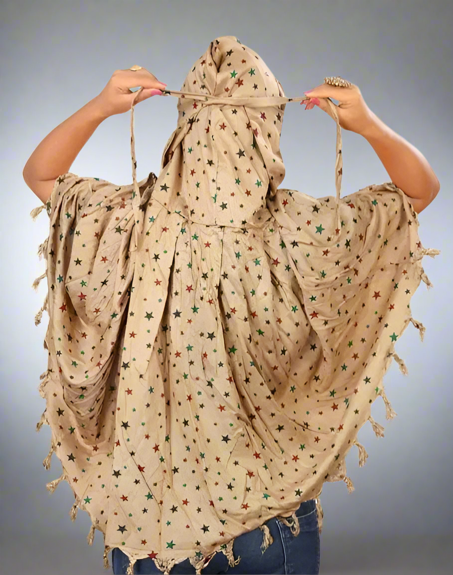 Elegant Printed Free Size Naqab with Head Cap – Stylish & Modest