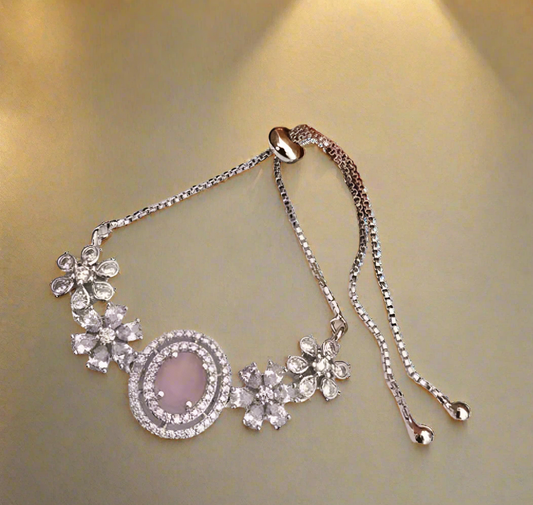 Elegant Floral Crystal Bracelet for Women – Adjustable Luxury Design