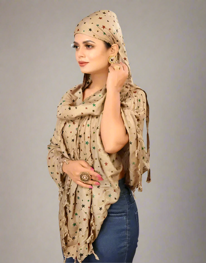 Elegant Printed Free Size Naqab with Head Cap – Stylish & Modest
