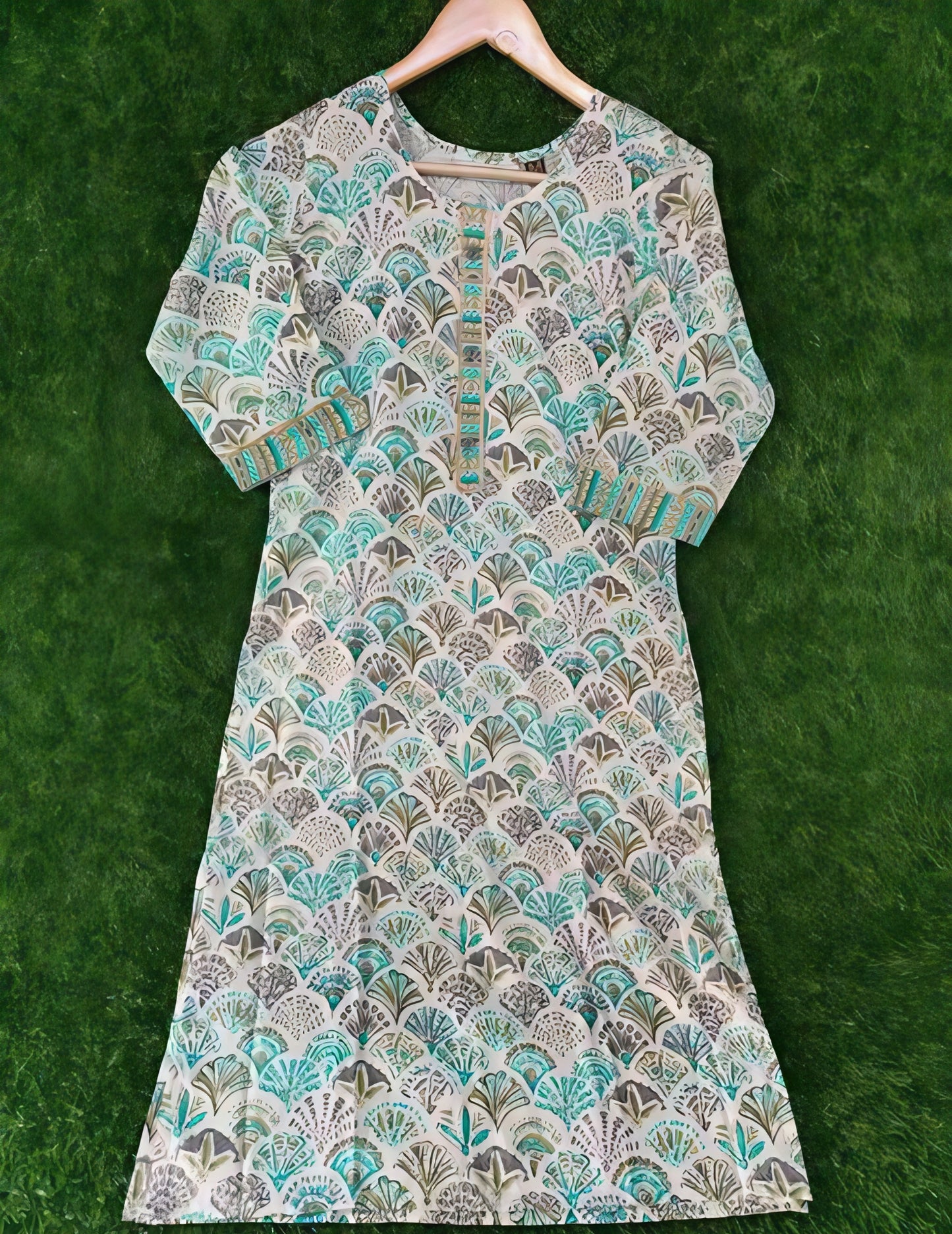 Noor-e-Haya | Elegant Printed Suit in Pink, Mint & Hints of Orange