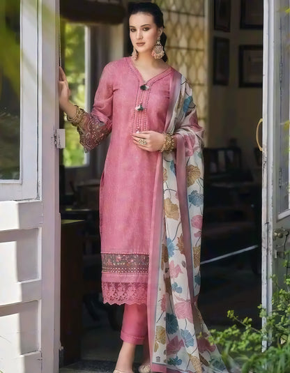 Zahra - Rosewood Elegance Cotton Suit