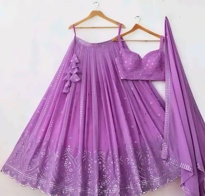 Chandni-e-Surkh Georgette Lavender Lehenga Choli Set