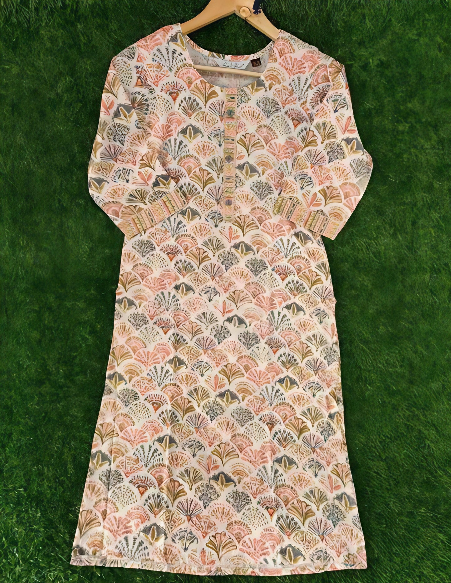 Noor-e-Haya | Elegant Printed Suit in Pink, Mint & Hints of Orange