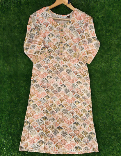 Noor-e-Haya | Elegant Printed Suit in Pink, Mint & Hints of Orange