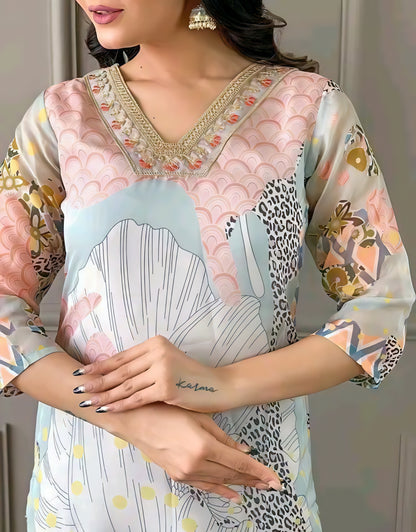 Zainab Floral Pastel Salwar Kameez Set