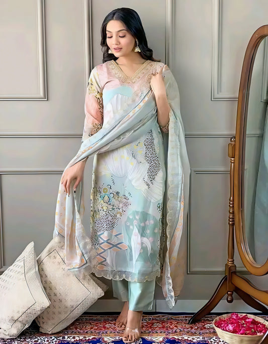 Zainab Floral Pastel Salwar Kameez Set